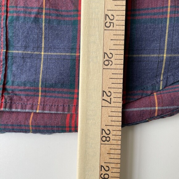 American Eagle Mens Shirt Long Sleeve Button Down Navy Red Plaid Pocket Small - Picture 8 of 8